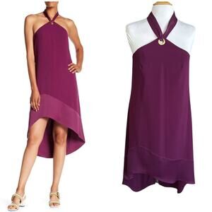 Trina Turk Glow Halter Neck Carmel Crepe Dress Purple Plum Women’s Size 6 NEW